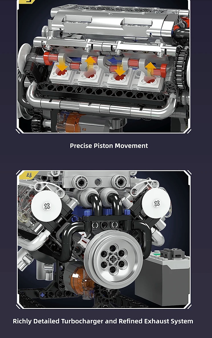 Mould King 10088 The V8 Engine Building Block Assembly — close-up details