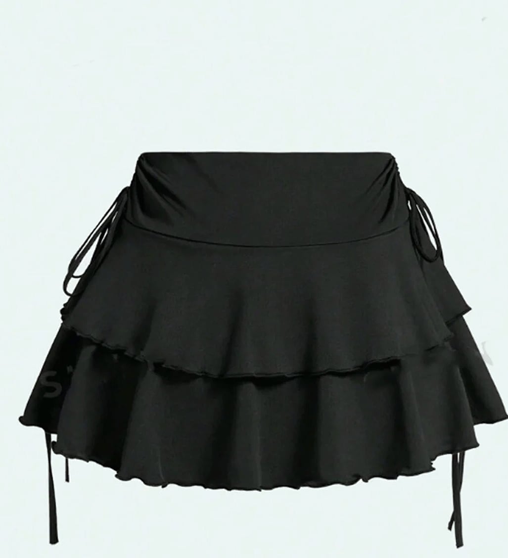 Soqoool High Waist Solid Color Short Skirt for Women — close-up details
