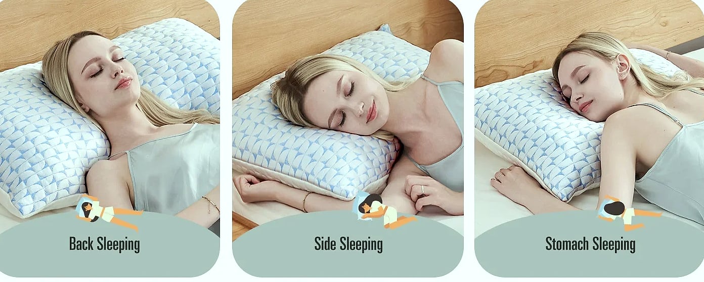 Shredded Memory Foam Pillows Queen/King Size Set of 2, — package contents