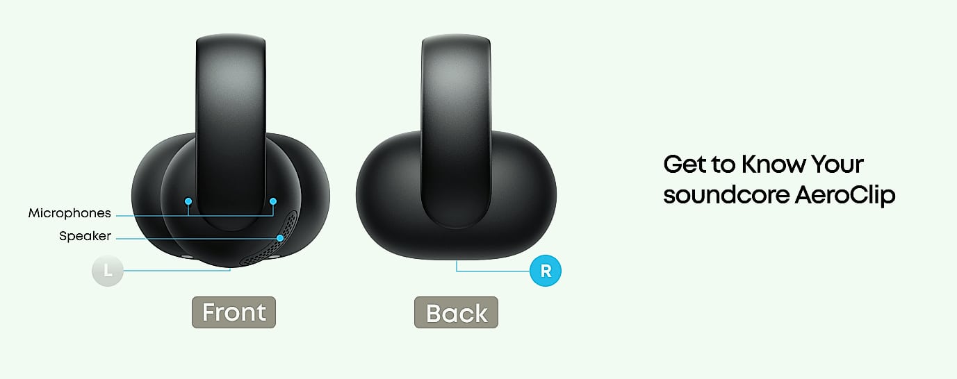 Soundcore AeroClip Open-Ear Earbuds with 4 Mics — interior detail