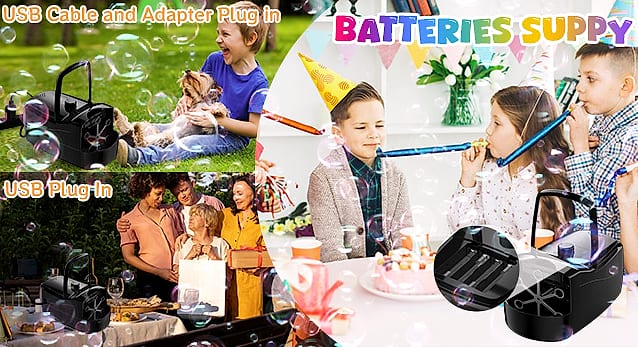 Sizonjoy Automatic Bubble Machine with 6 Wands, 18000+ — parts overview