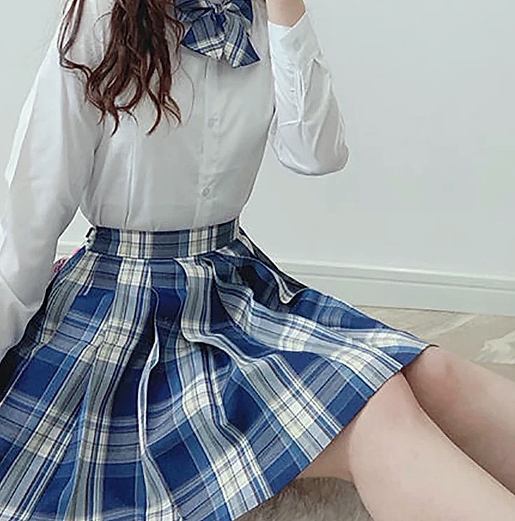 ZOKI Plaid Pleated Mini Skirt High Waist Bow Knot — package contents