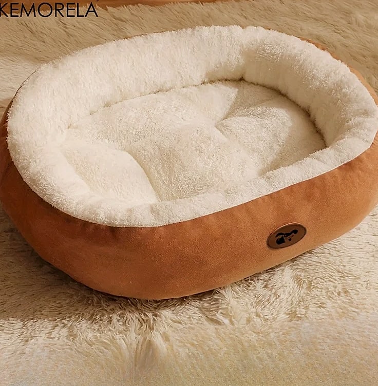 KEMORELA Oval Snuggle Pet Bed for Cats and Small Dogs — side view