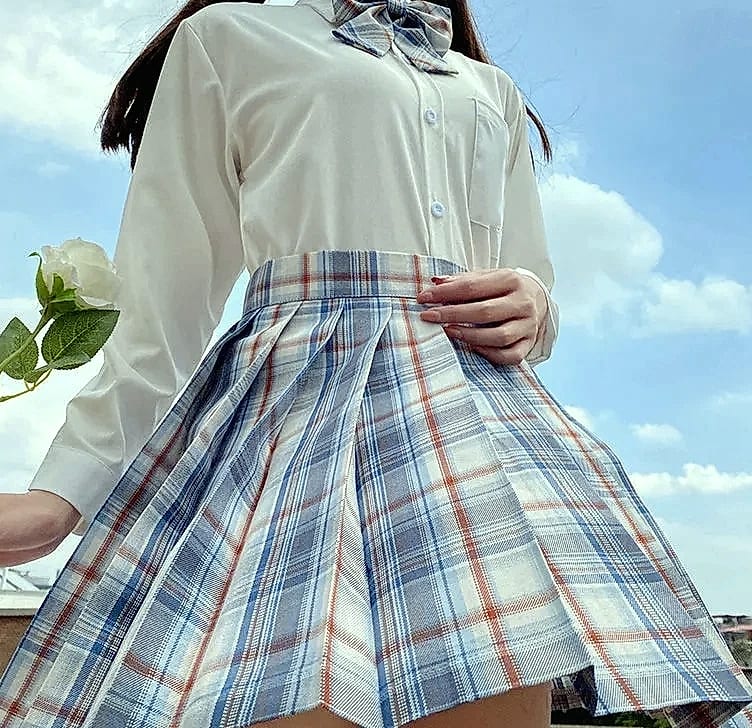 ZOKI Plaid Pleated Mini Skirt High Waist Bow Knot — interior detail