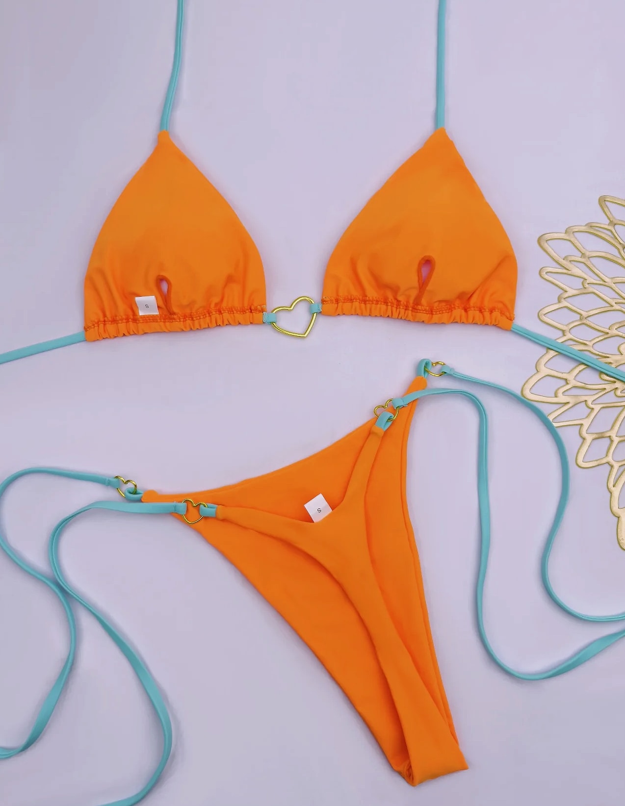 Women's White Solid Color Bikini Two-Piece Swimsuit — package contents