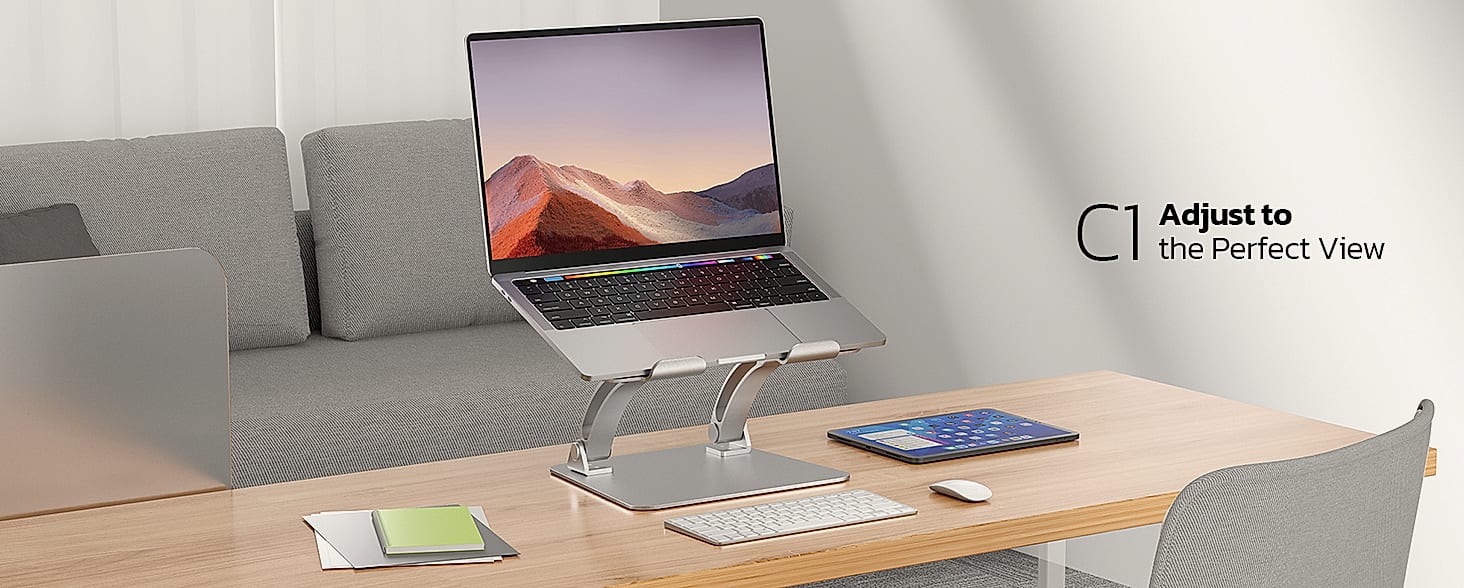 Nulaxy All-Aluminum Laptop Stand for Desk, Ergonomic — scale reference