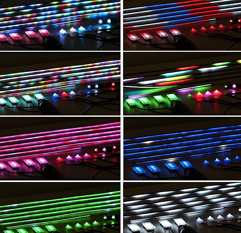 WUMFIRE RGB LED Car Ambient Light Strip Kit with App Control — close-up details