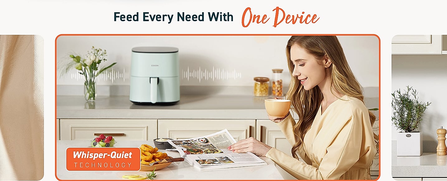 Cosori Air Fryer Pro 5QT Compact with Ceramic Basket — assembled view