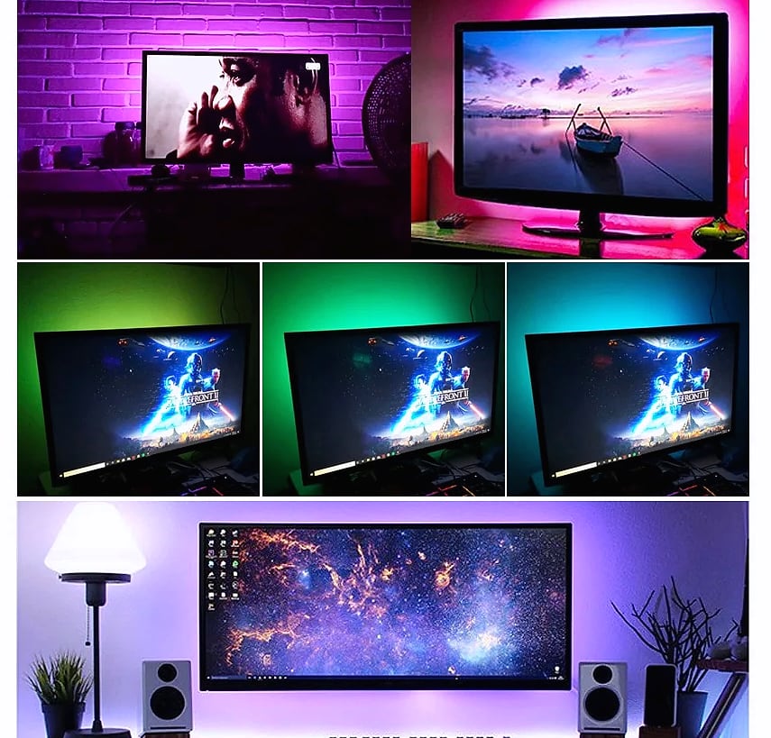 Adiodo USB LED Strip 5050 RGB Smart Light Bluetooth WiFi — assembled view