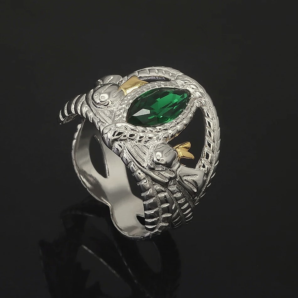 GQTorch 925 Sterling Silver Lord Ring of Barahir — close-up details