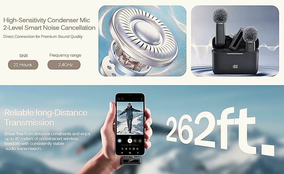 Labstandard Wireless Lavalier Microphone for iPhone and — size comparison