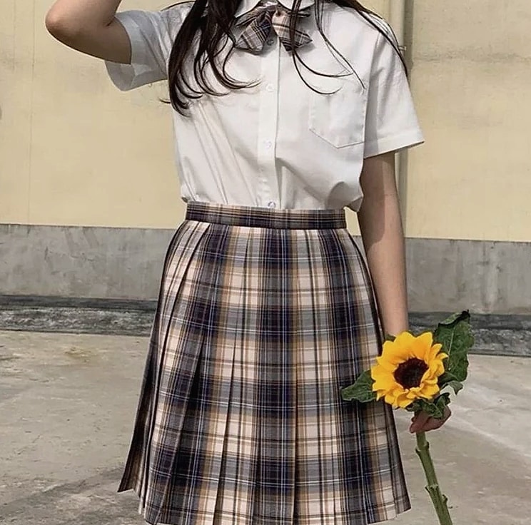 ZOKI Plaid Pleated Mini Skirt High Waist Bow Knot — feature highlights