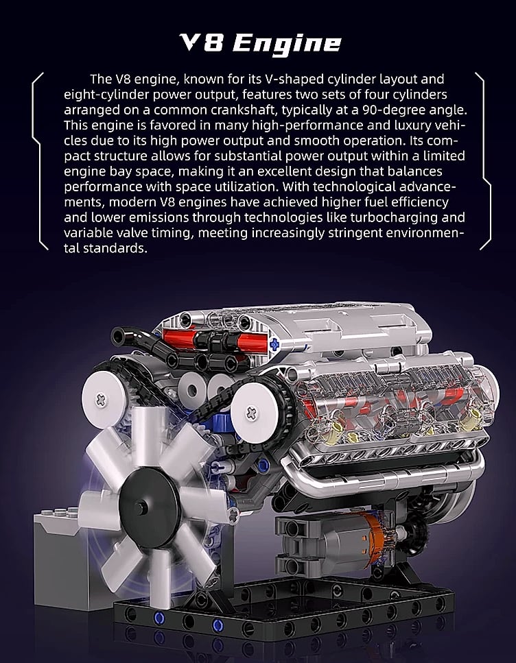 Mould King 10088 The V8 Engine Building Block Assembly — size comparison