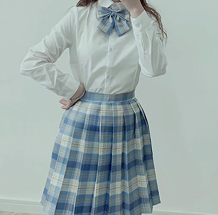 ZOKI Plaid Pleated Mini Skirt High Waist Bow Knot — size comparison