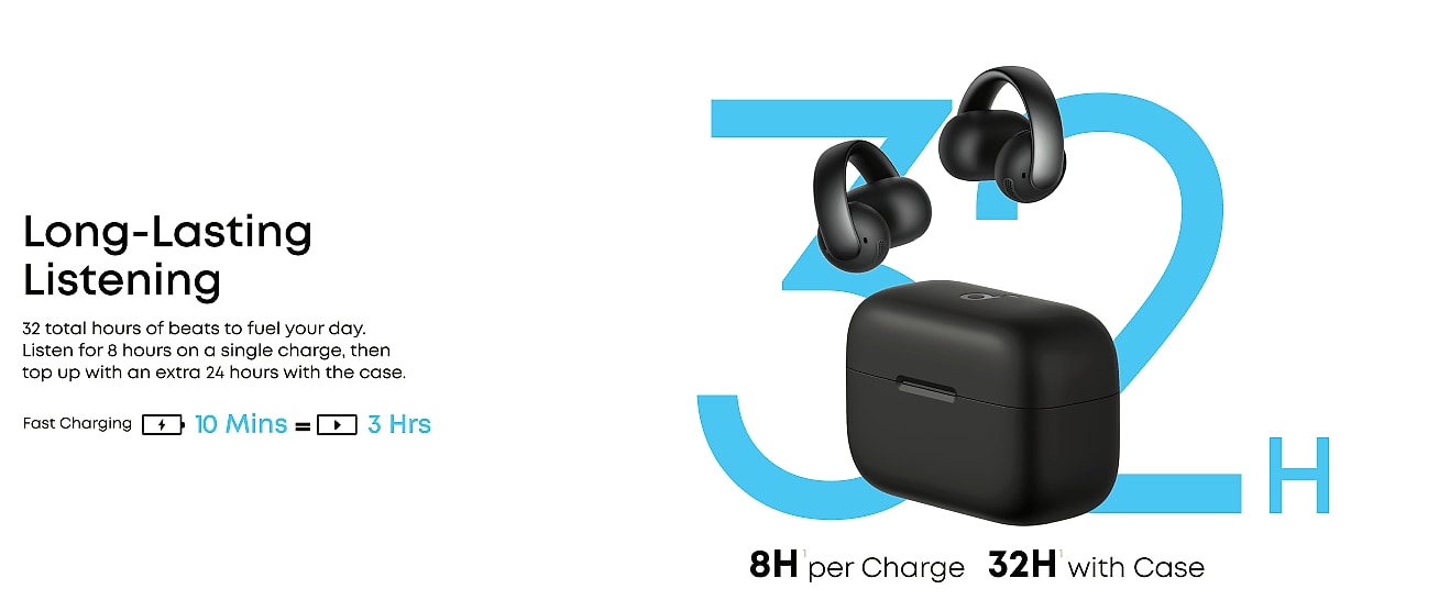 Soundcore AeroClip Open-Ear Earbuds with 4 Mics — feature highlights
