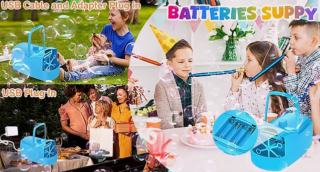 Sizonjoy Automatic Bubble Machine with 6 Wands, 18000+ — package contents