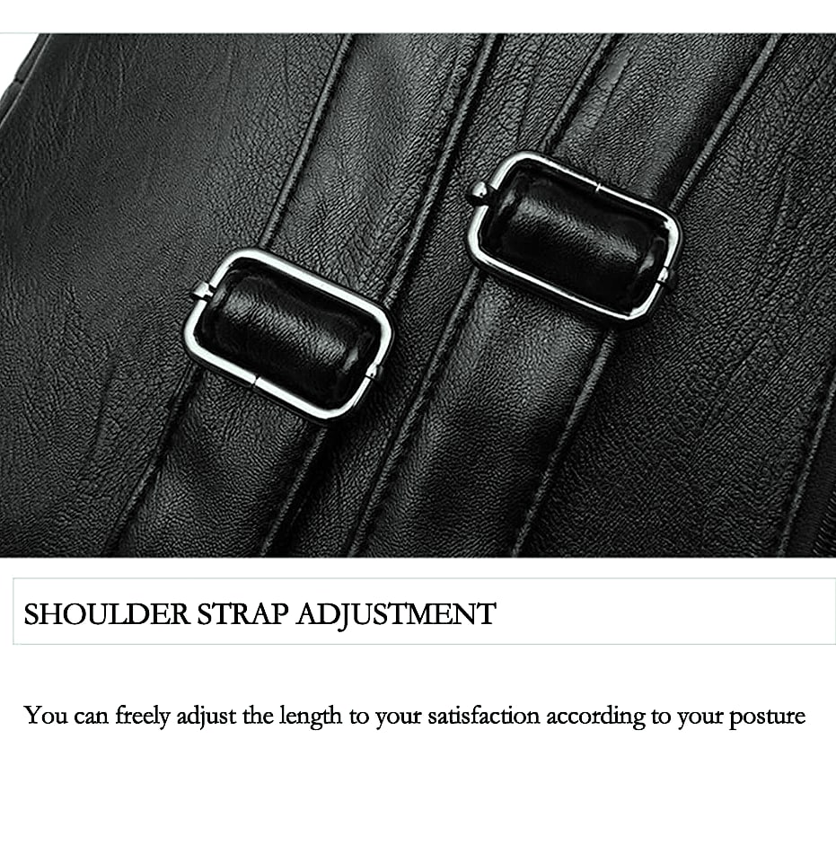 Women's PU Leather Backpack with Adjustable Straps, 29.5cm — feature highlights