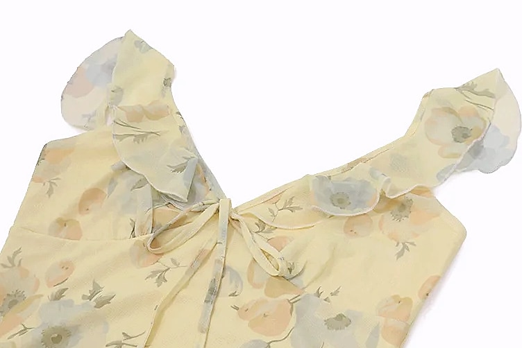 Cryptographic Summer Floral Plunge Maxi Dress Backless — side view