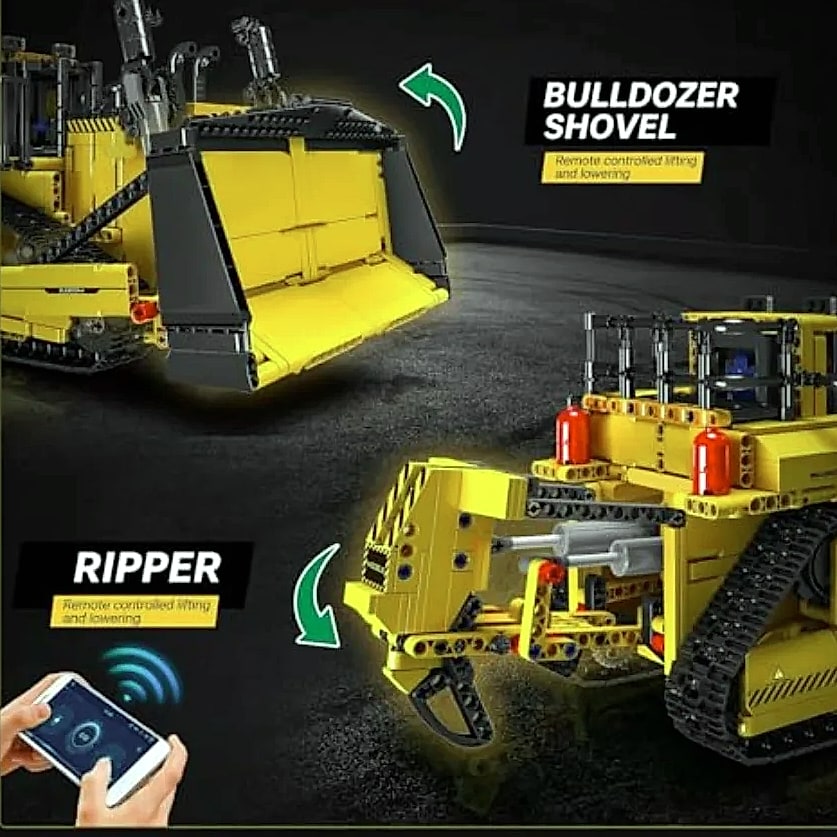 Mould King Bulldozer RC Building Set with App Control — scale reference