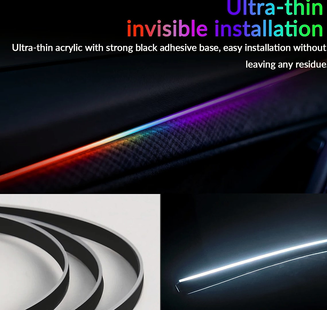 WUMFIRE RGB LED Car Ambient Light Strip Kit with App Control — parts overview