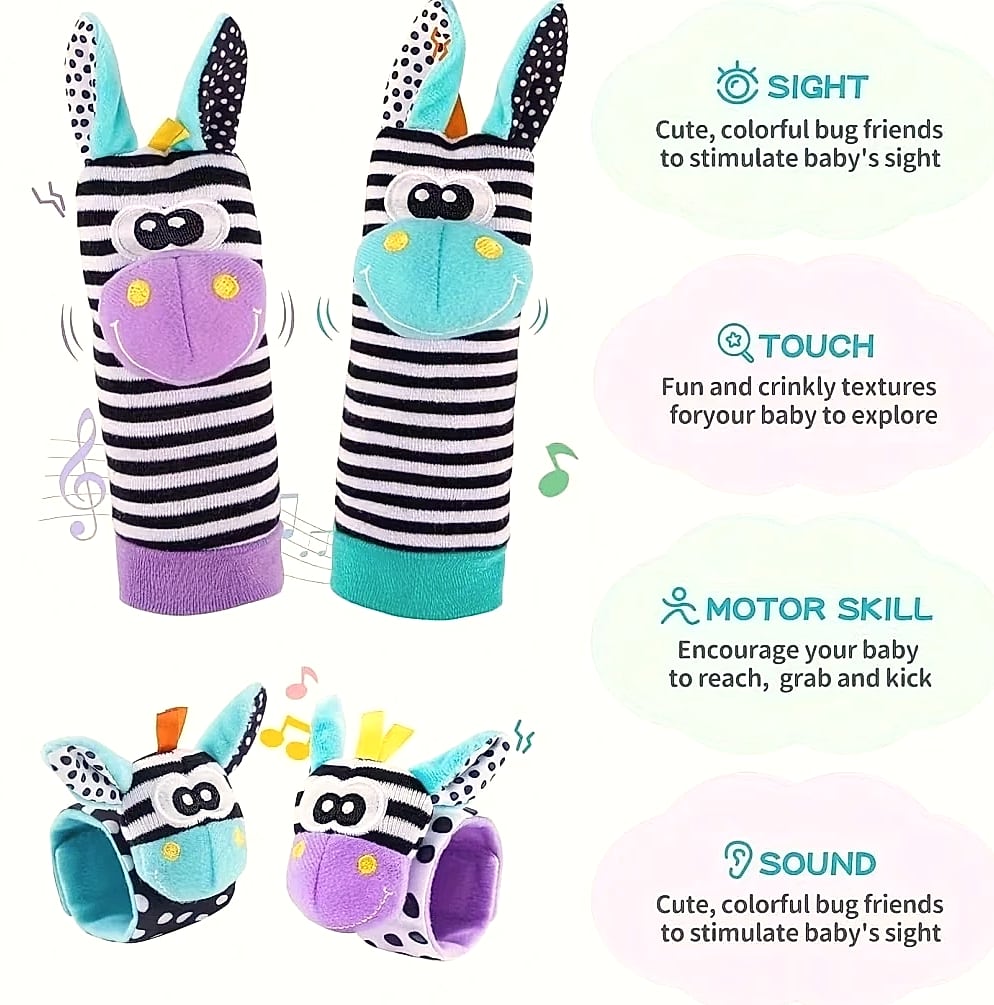 4-Piece Baby Rattle Sock Toys for Infants and Toddlers — feature highlights