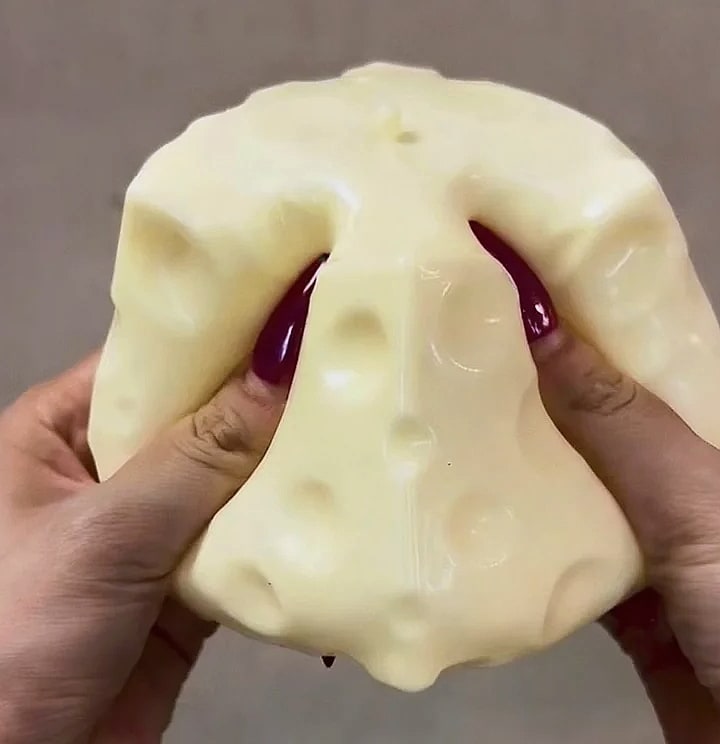 Jumbo Cheese Cube Stress Ball Shapeable Fidget Toy — feature highlights