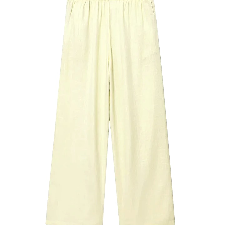 HXAO Women's Baggy Wide Linen Pants High Waist Casual — parts overview