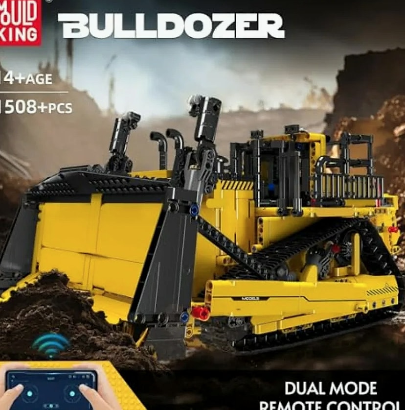 Mould King Bulldozer RC Building Set with App Control — assembled view