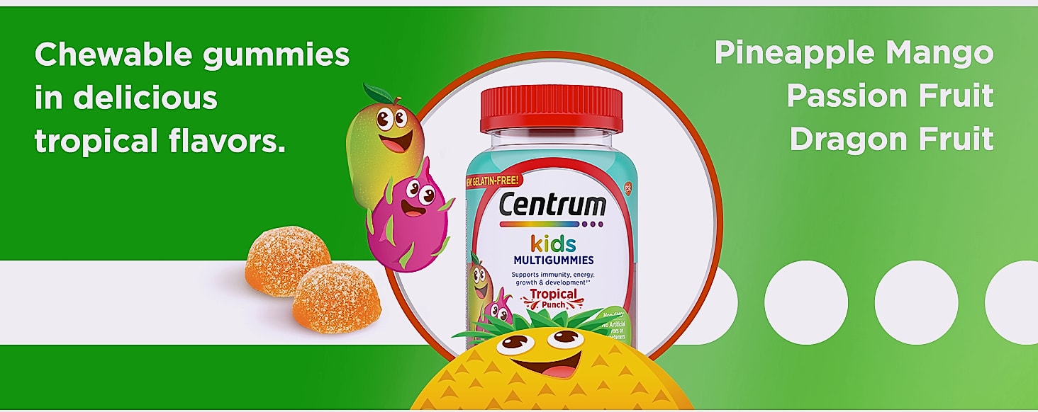 Centrum Kids Multivitamin Gummies Tropical Punch, 150 Count — assembled view