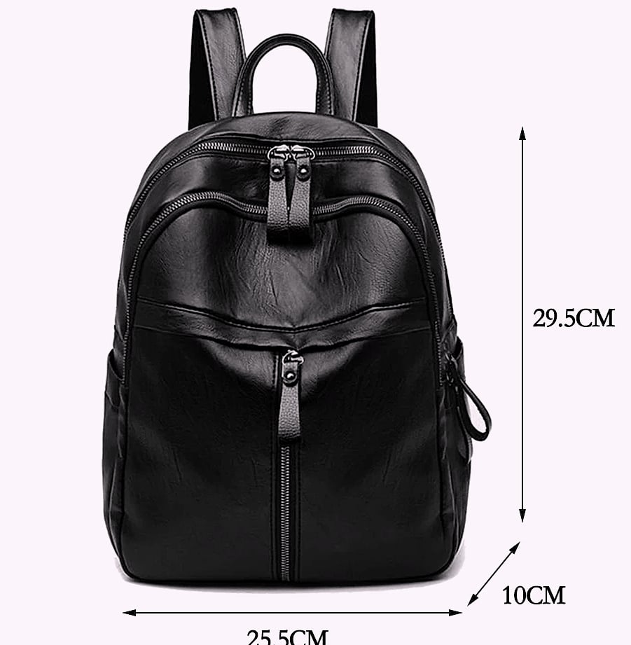Women's PU Leather Backpack with Adjustable Straps, 29.5cm — side view