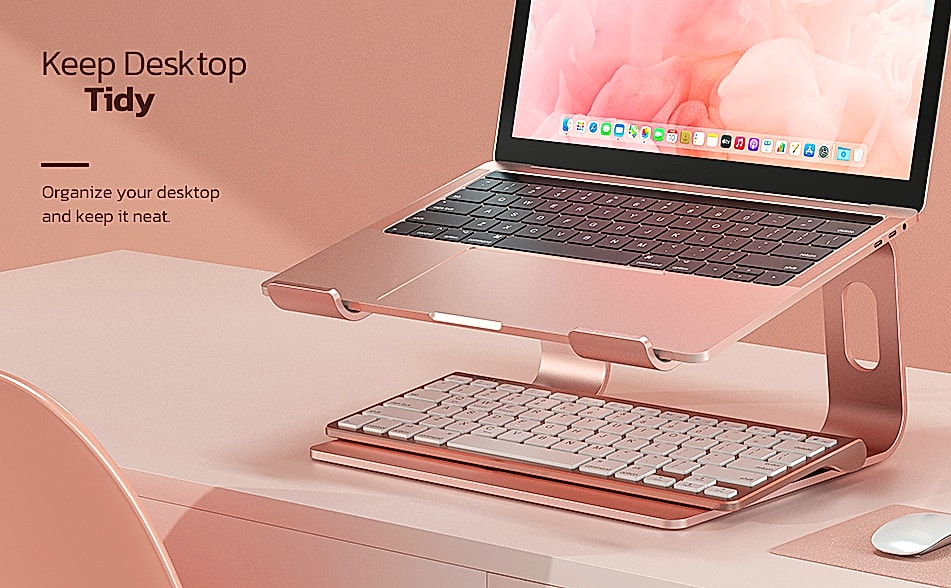 Nulaxy All-Aluminum Laptop Stand for Desk, Ergonomic — size comparison