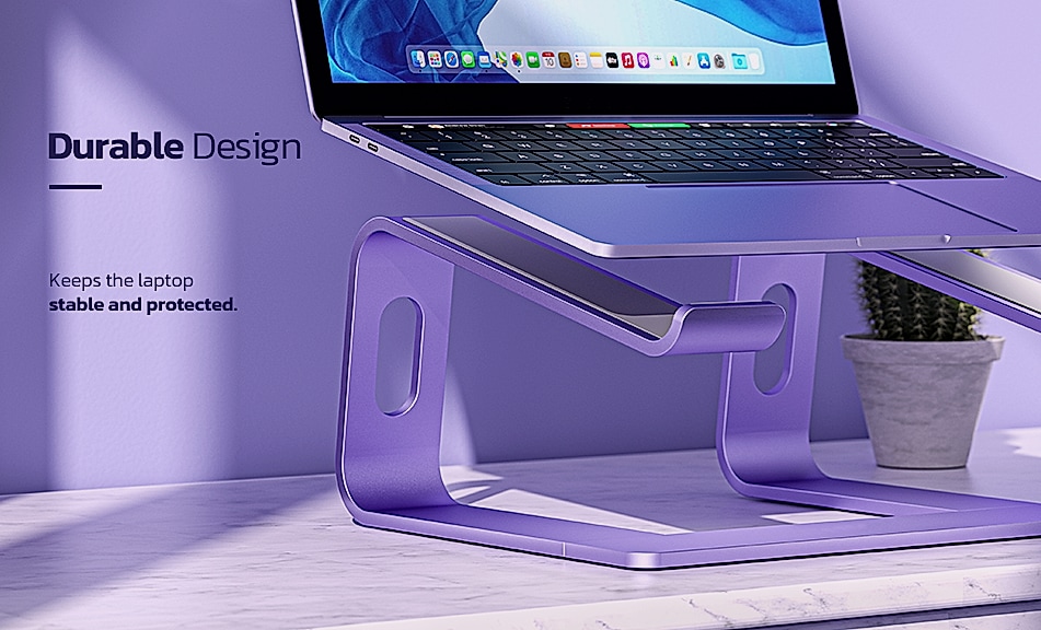 Nulaxy All-Aluminum Laptop Stand for Desk, Ergonomic — scale reference