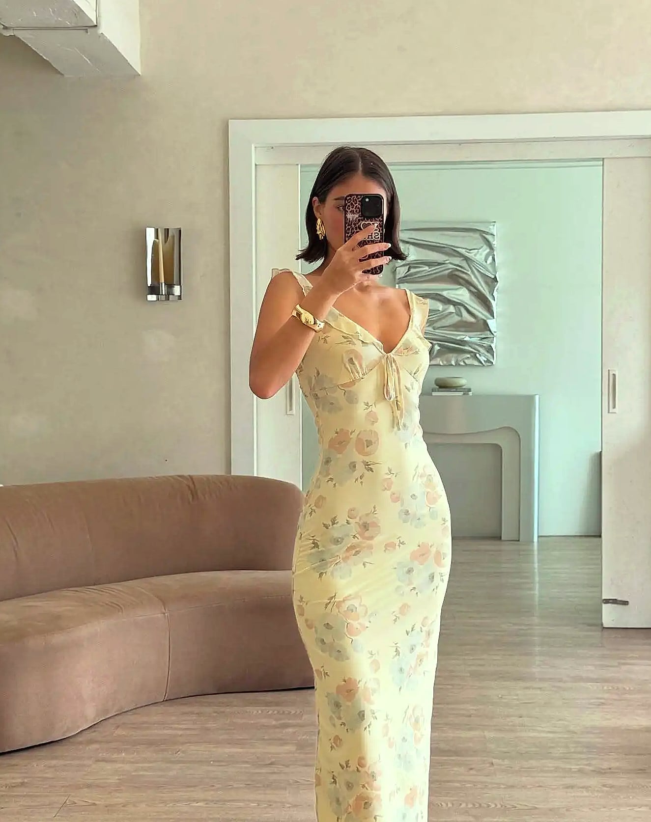 Cryptographic Summer Floral Plunge Maxi Dress Backless — parts overview