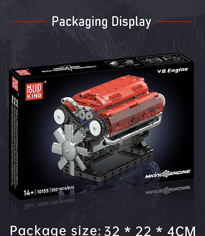 Mould King 10088 The V8 Engine Building Block Assembly — build progress