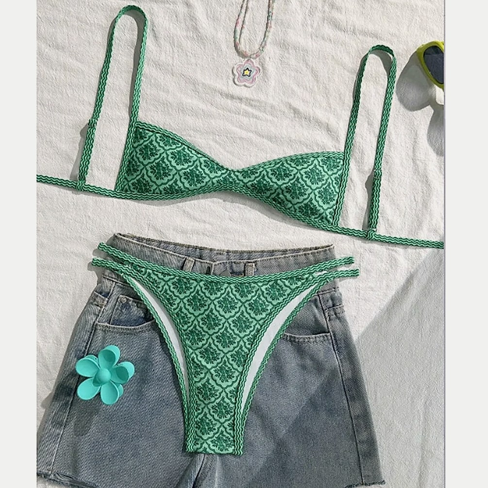 Varleinsar Floral High-Leg Bikini Two-Piece Swimsuit — feature highlights