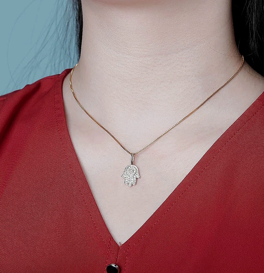 TOPGRILLZ 925 Sterling Silver Hand Pendant Cubic Zirconia — side view