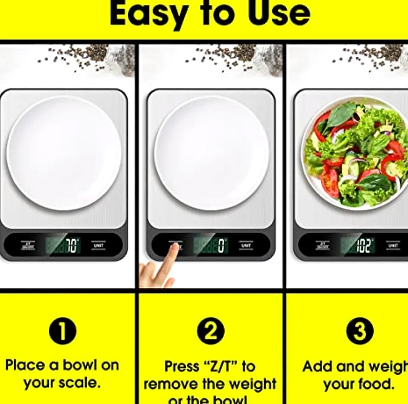 Digital Kitchen Scale 10kg 22lb with Tare Function — parts overview