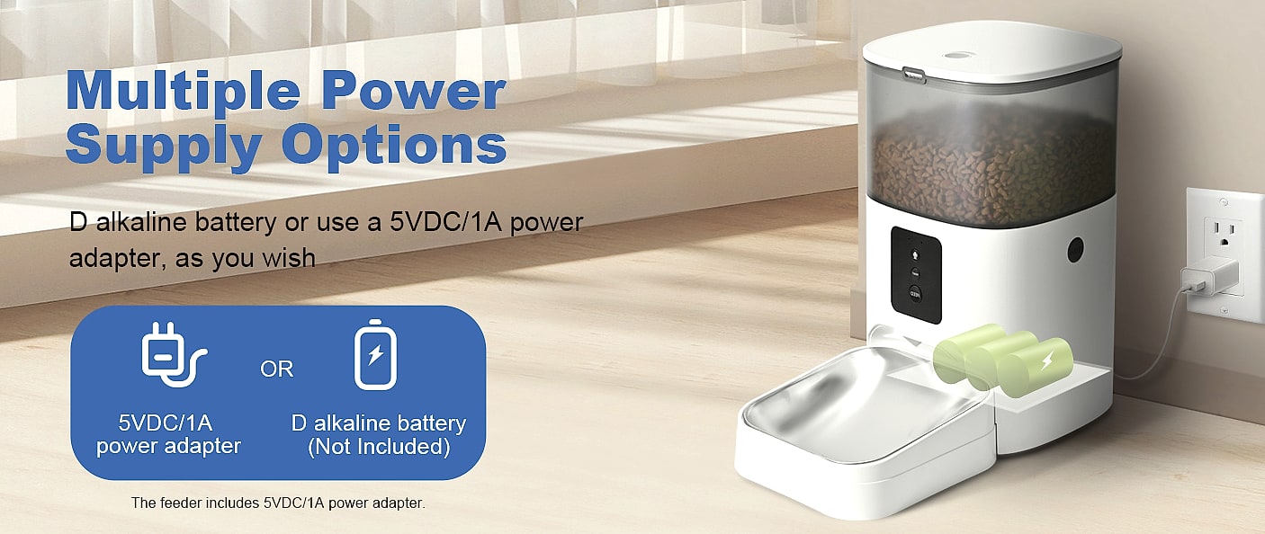 ANDOLL HOME Automatic Cat Feeder 4L with Voice Recorder — interior detail