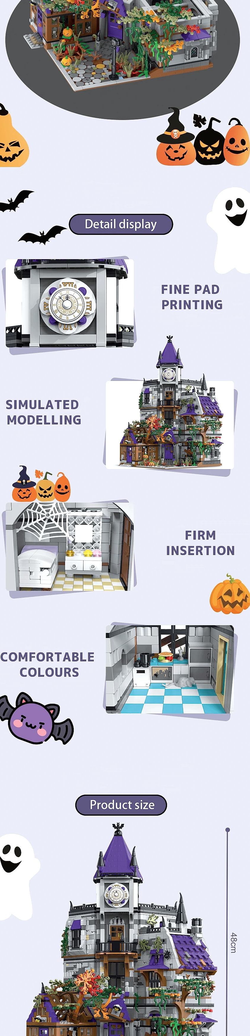 Barweer 4190pc Mystery Mansion Modular Building Block Set — close-up details