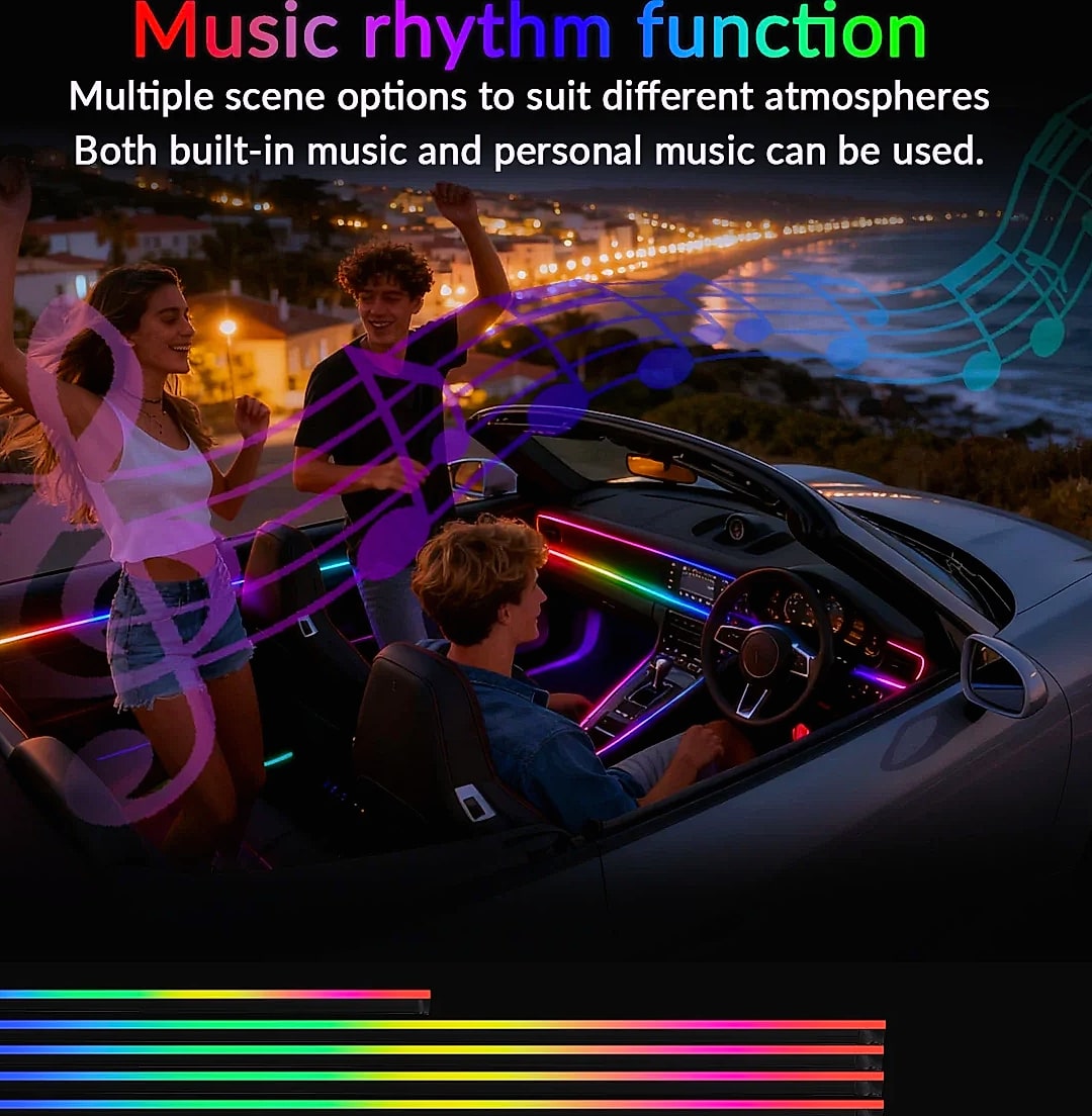 WUMFIRE RGB LED Car Ambient Light Strip Kit with App Control — size comparison