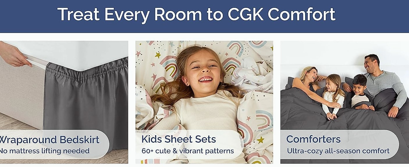 CGK Unlimited Queen Sheet Set with Deep Pockets and Soft — interior detail