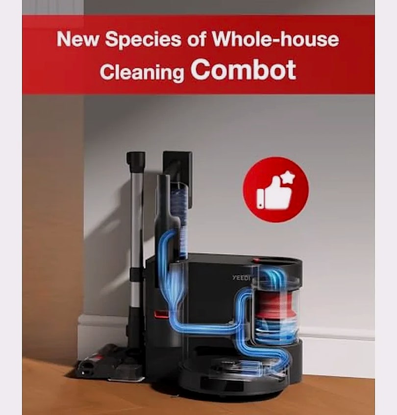 SHXI C12 Combo cordless stick vacuum with robot mopping — assembled view