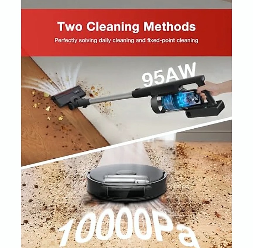 SHXI C12 Combo cordless stick vacuum with robot mopping — scale reference