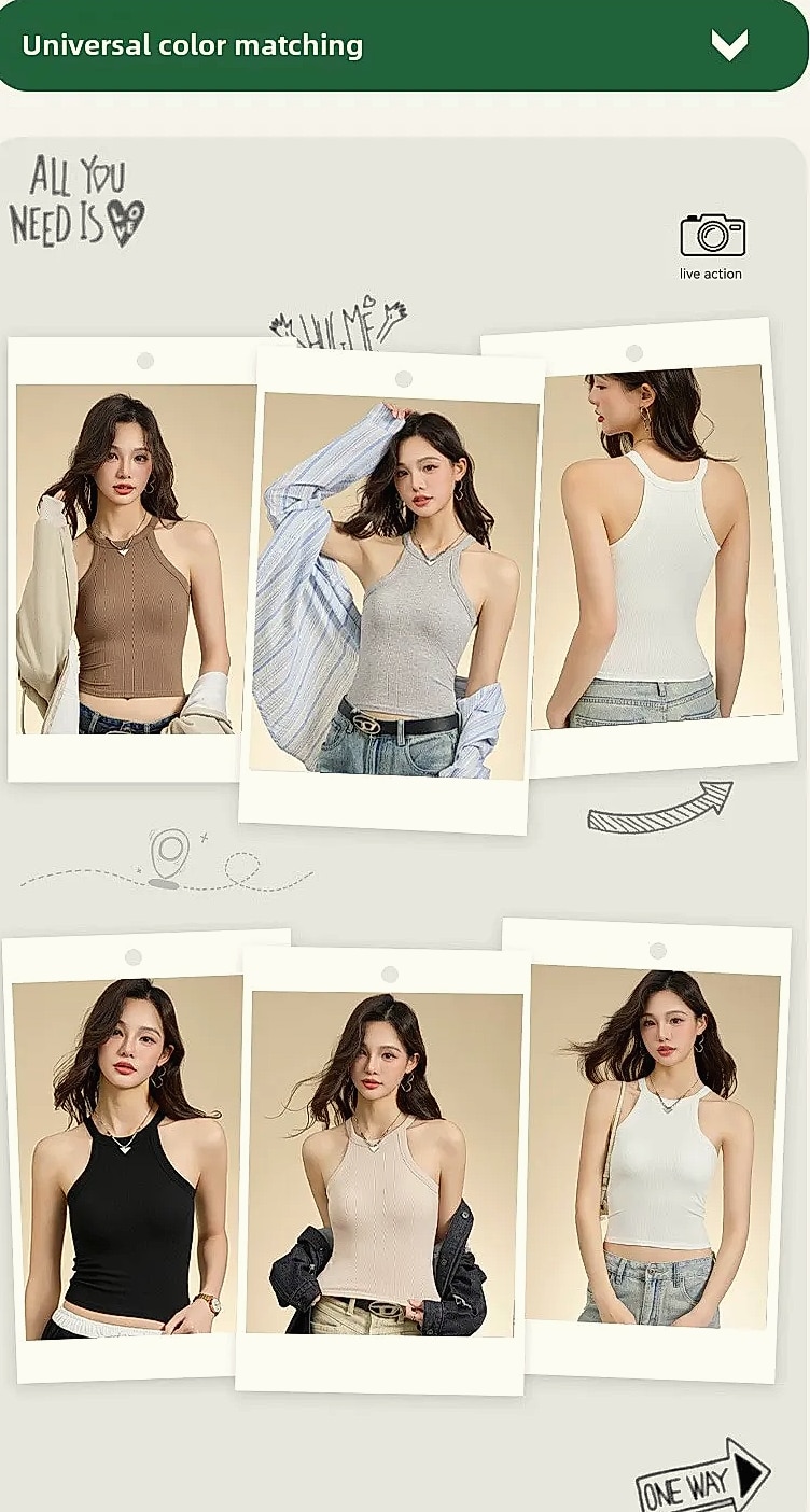 UBOWEN Threaded Halter Neck Camisole with Built-in Bra — build progress