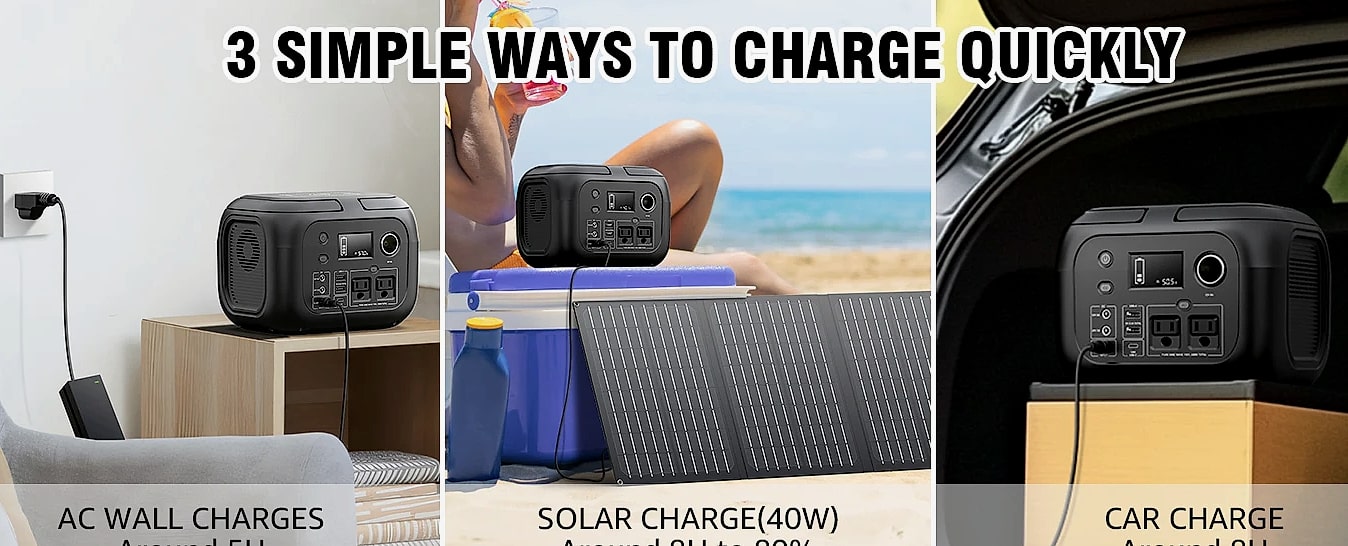 SinKeu 300W Portable Power Station with 40W Solar Panel Kit — feature highlights