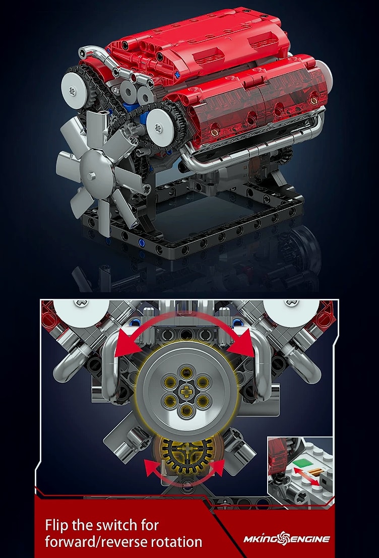Mould King 10088 The V8 Engine Building Block Assembly — scale reference