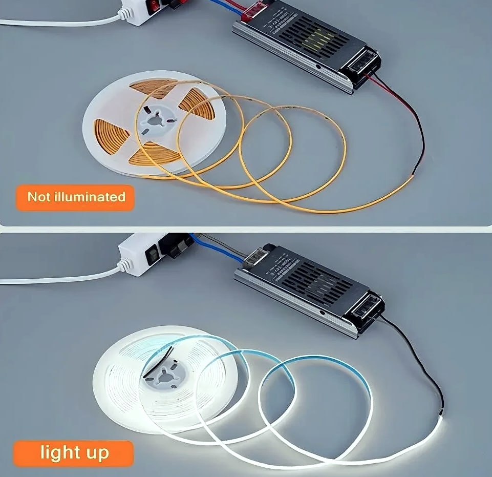 3mm COB LED Strip 12V Dimmable Flexible Light 400LEDs — close-up details