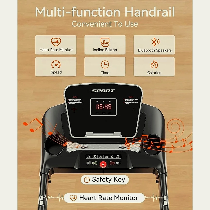 3.0HP Folding Treadmill with Auto Incline 0-15% Home Running — scale reference