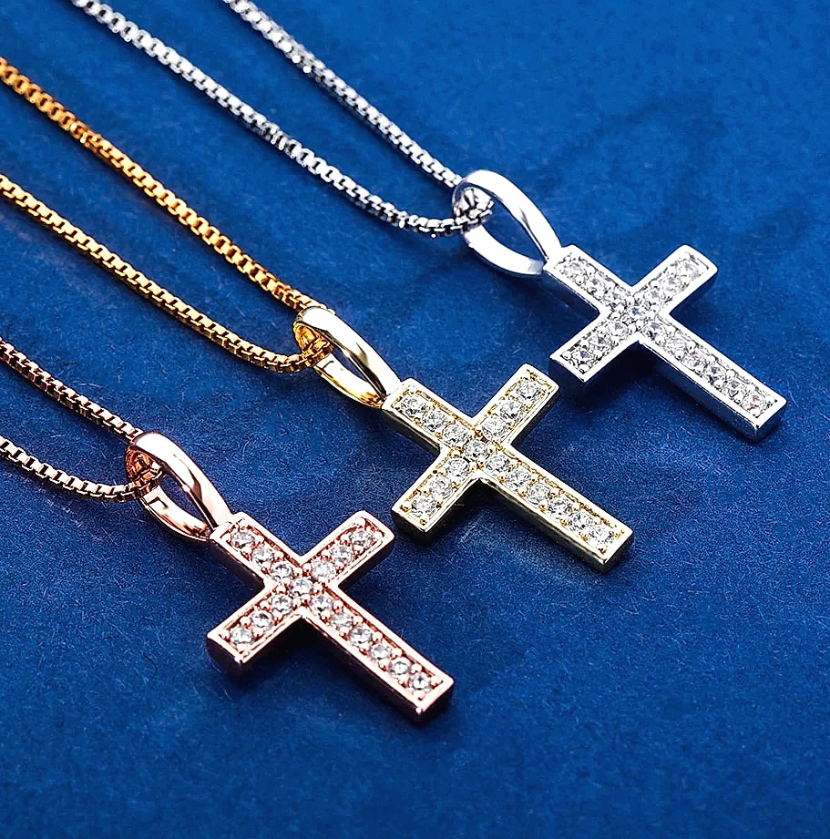 TOPGRILLZ 925 Sterling Silver Ice Zircon Cross Pendant — package contents