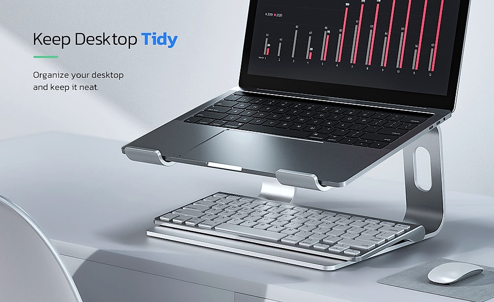 Nulaxy All-Aluminum Laptop Stand for Desk, Ergonomic — size comparison